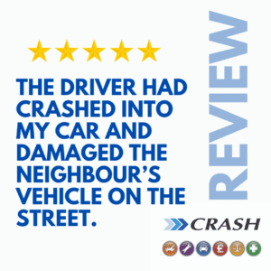 Customer helped by CRASH Services after parked car accident