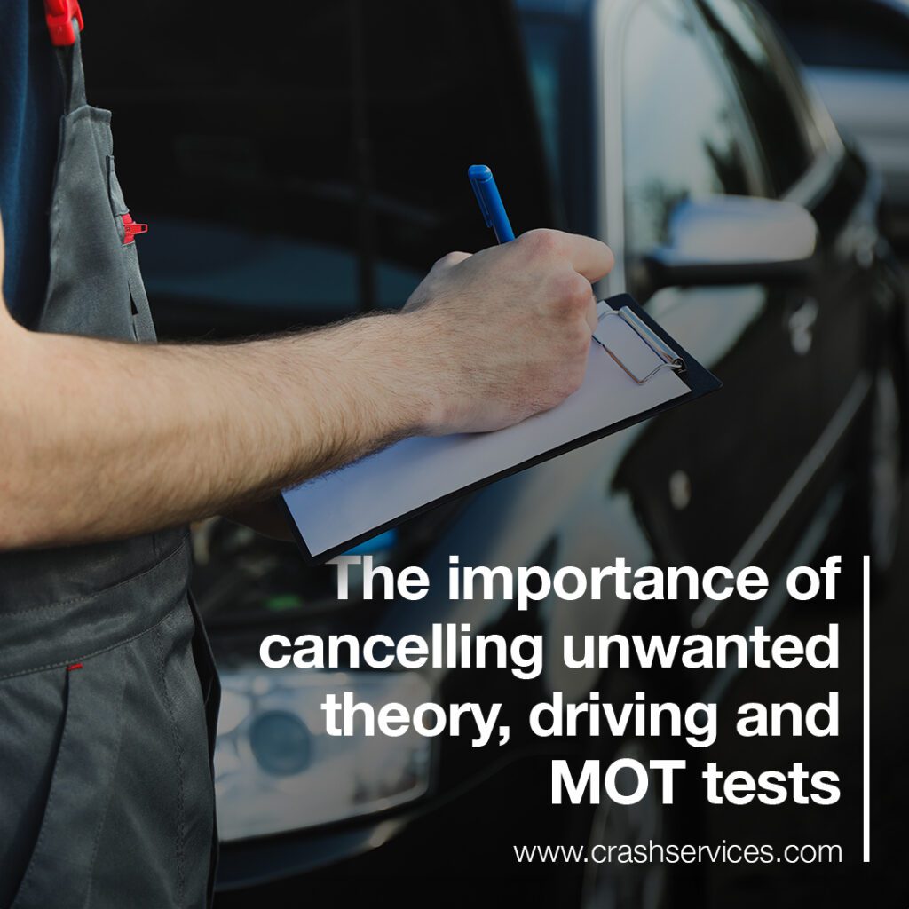 importance of cancelling unwanted tests - Blog image. Mechanic. MOT Test. Driving. Theory.