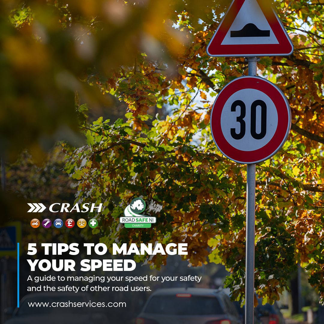 Five key tips for managing driving speed safely, including adjusting for conditions, respecting speed limits, and ignoring pressure from other drivers.